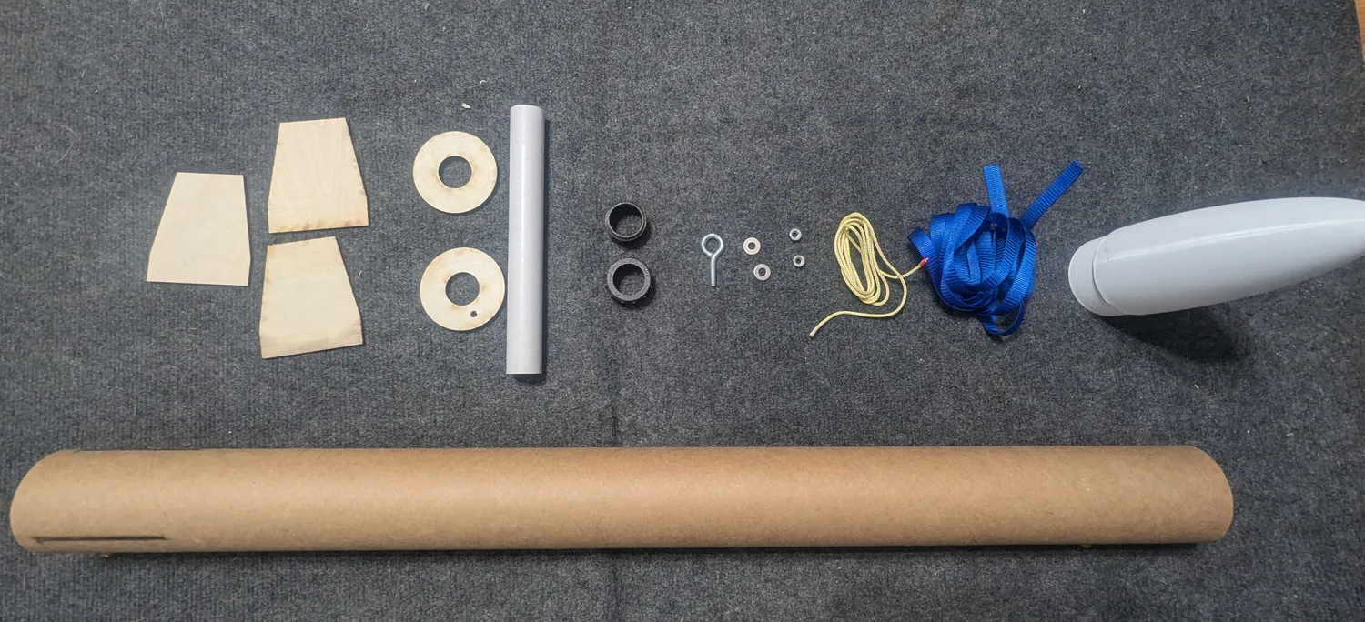 Everything that comes in the Minerva BR-1 Block 0 kit, laid out.