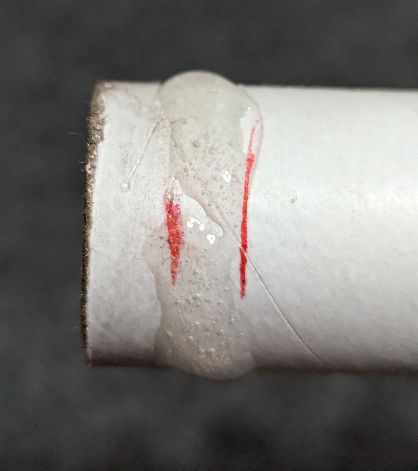 Epoxy band applied between the two marks.